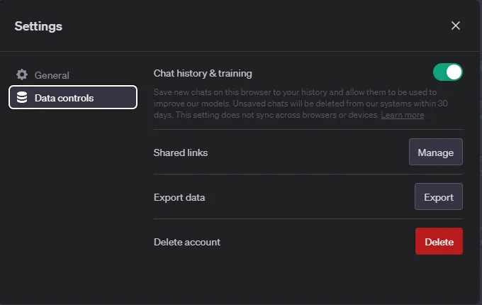 Data Controls Section
