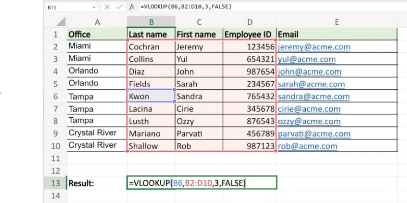 VLOOKUP Example