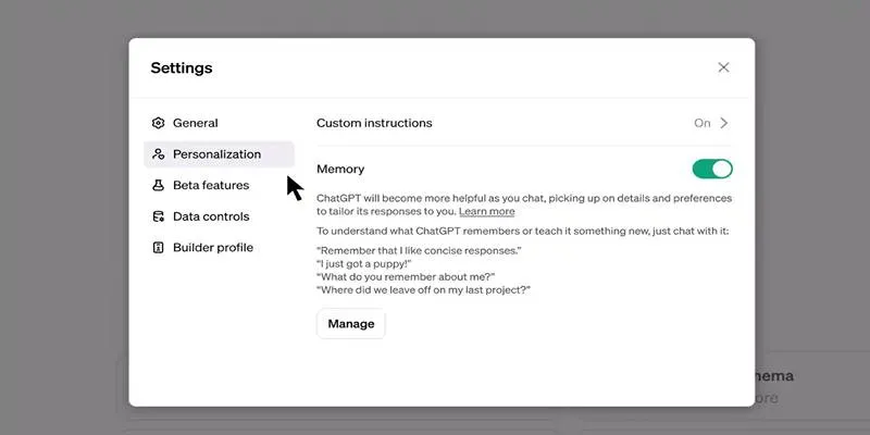 ChatGPT Memory Activation