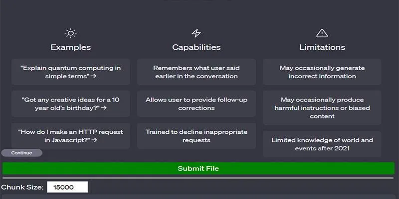 ChatGPT File Uploader
Interface