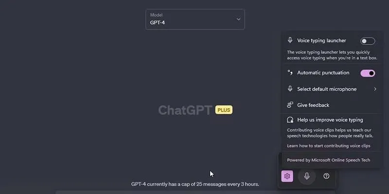 ChatGPT speech-to-text tool usage
