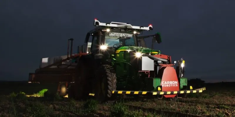 Self-driving tractor in field